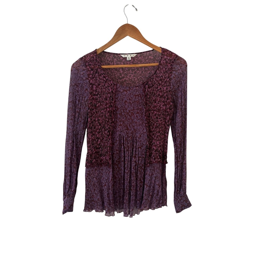 Cabi Sonnet Tunic Top Womens S Purple Sheer Boho Festival #823 Cottage